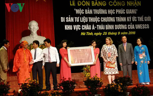 “Mộc bản Trường học Phúc Giang” là Di sản tư liệu thuộc chương trình Ký ức thế giới